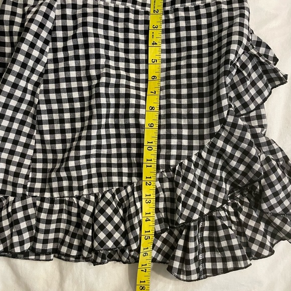Shein S Black White Plaid Check Ruffle Wrap Mini Skirt - Picture 12 of 13